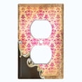thumbnail image 2 of Metal Light Switch Plate Cover Pink Floral Damask Frame Trim Black DAM062, 2 of 13