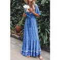 thumbnail image 5 of Vintage Fashion Women Flower Print V-neck Rayon Beach Bohemian Maxi Dress Ladies V Neck Tassel Summer Boho Dresses Robe, 5 of 5