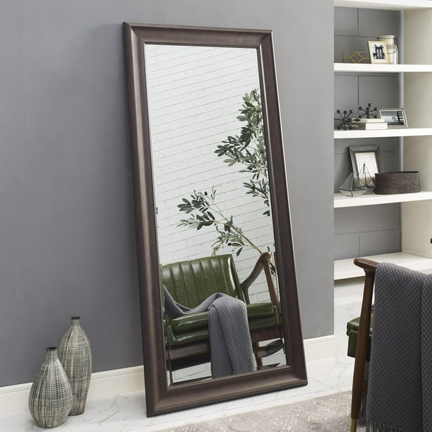 Framed Floor Mirror Espresso 65" x 31" by Naomi Home