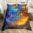 thumbnail image 4 of Monster Bedding Twin Size Magic Dragon Duvet Cover Men, Magical Wildlife Animal Print Bed Set Lightning Fire Anime Comforter Cover, Monster Theme Quilt Cover (No Comforter), 4 of 5