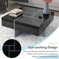 thumbnail image 3 of Coffee Table, Square Low Coffee Tables with Sliding Hidden Storage Drawers, Modern Sofa End Table Side Table  Center Tables for Living Room Bedroom Home Furniture Improvement, Black, 3 of 9