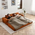 thumbnail image 5 of 79.5" Convertible Sofa Bed, Folding Floor Couch, Corduroy Couch Bed, Boneless Sofa for Living Room Bedroom, Orange, 5 of 6