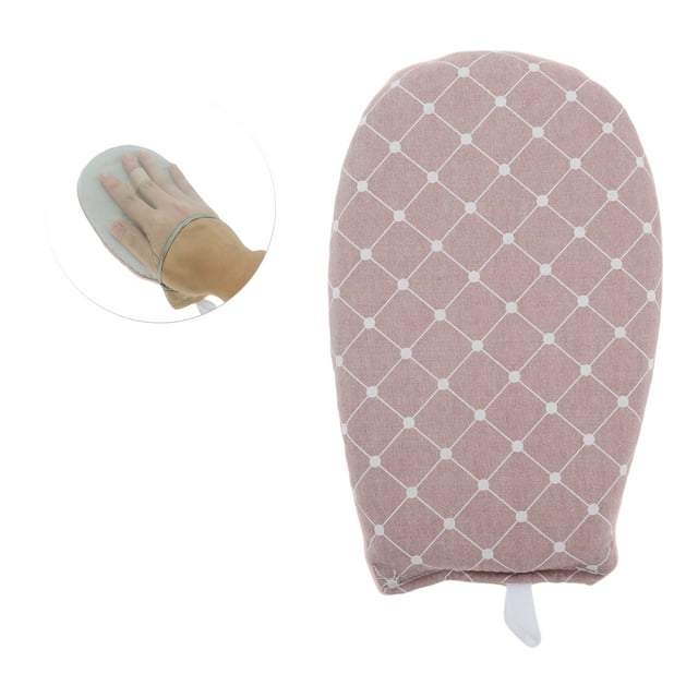 Guantes de planchado a vapor Unique Bargains con patrón de cuadrícula, tabla de planchar redonda para ropa en color rosa