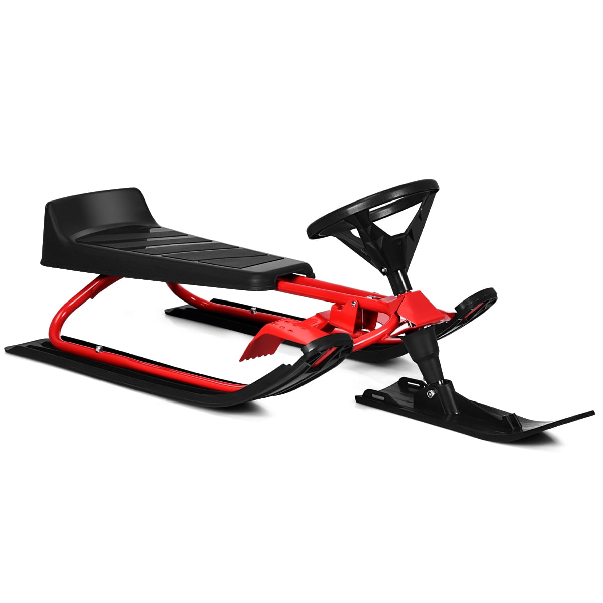 Giantex Snow Racer Ski Sled w/Steering Wheel & Twin Brakes for Kids