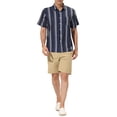 thumbnail image 2 of Lars Amadeus Men's Short Sleeve Button Down Stripes Color Block Printed Shirts M Navy White, 2 of 6