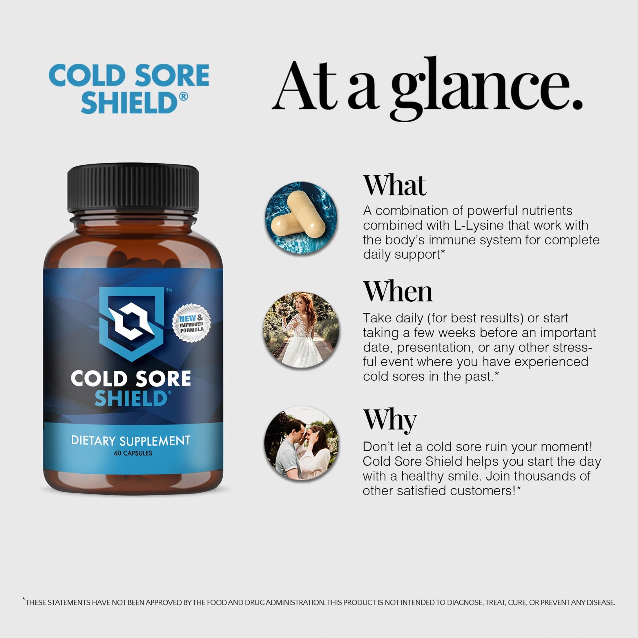 Cold Sore Shield Daily Cold Sore Support Supplement with L-Lysine 60 Count