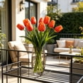 thumbnail image 5 of Artificial Tulips Rustic-Style Faux Stems - Decorative Blooms for Floral Arrangements, Wedding Photography Prop, Orange, Ccwuwei, 5 of 6