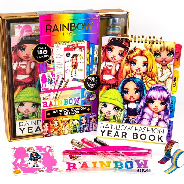 Cuaderno de bocetos de moda Rainbow High con pegatinas y bol