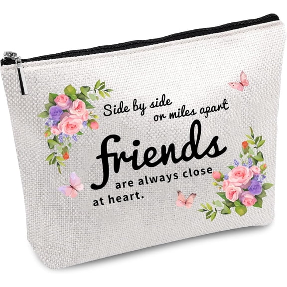 Friends Makeup Bag Canvas Flowers Cosmetic Bag Multi Purpose Pen Pencil Case Zipper Toiletry Travel Bag Case Purse Pouches Portable Survival Kit