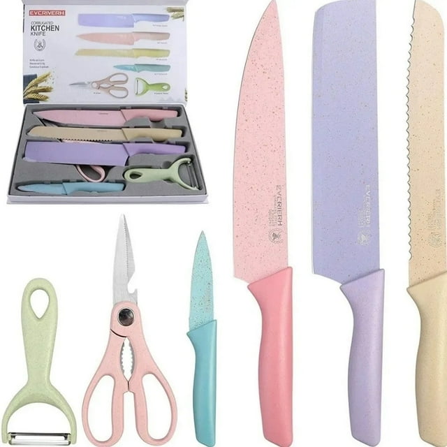 Juego Cuchillos Cocina Acero Inox Y Cerámica Tijeras Pelador Pastel