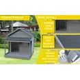 thumbnail image 5 of 44.2"L x 44.6"W Large Wooden Dog House, Weatherproof Balcony Doghouse with Asphalt Roof and Large Terrace, Cabin House Style Pet Houses with Curtain Door for Indoor, Outdoor, Grey, 5 of 9