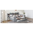 thumbnail image 3 of Full Size Wooden Bedframe with 3 Drawers, USB Ports and Desk, Gray (for Bedroom), 3 of 24