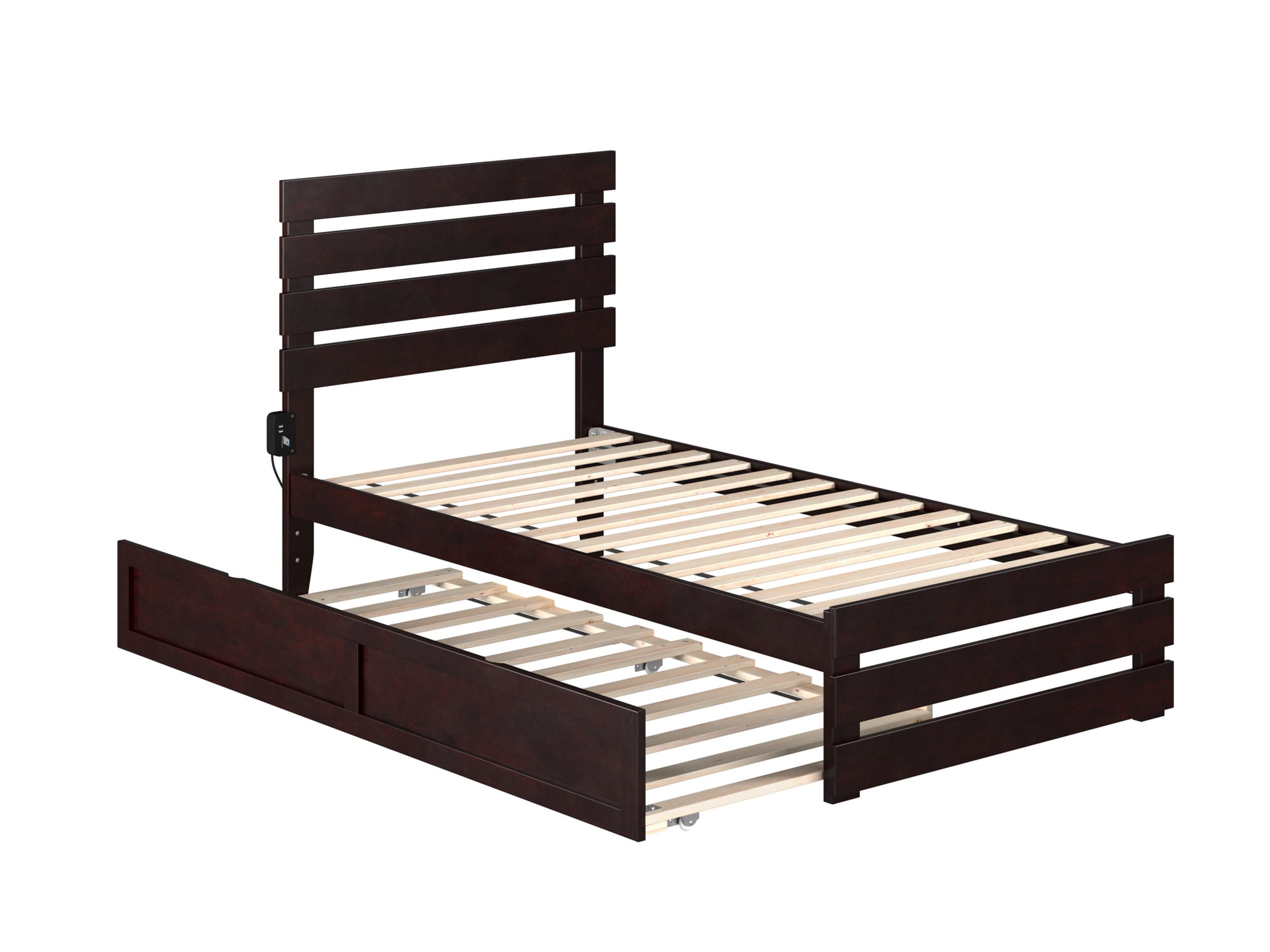 AFI Oxford Twin Wood Platform Bed with Headboard, Footboard & Twin Trundle, Espresso