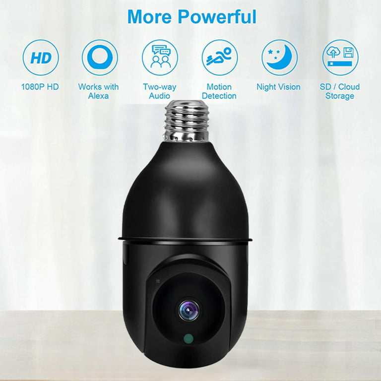 wansview 2K Light Bulb Security Camera - 2.4G WiFi Security Cameras  Wireless Outdoor Indoor for Home Security, 360° Auto Tracking, 24/7  Recording