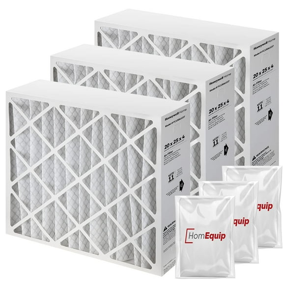 Honeywell Filtre à Air pour Fournaise 20x25x4, Remplacement du Filtre Fc100A1037, Média Filtrant Merv 11 avec Sac de Disposition Homequip Lot de 3 (Taille Réelle : 1994 x 2486 x 438 Pouces)