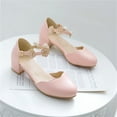 thumbnail image 5 of Big Kids Girls Mary Jane Dress Shoes Pumps Low Heels Flower High School Prom Shoes Pink 10 Years-10.5 Years, 5 of 9
