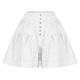 thumbnail image 5 of RYRJJ Women's Shorts Summer Baggy High Waisted Ruffle Flowy Wide Leg Buttons Pleated Casual Shorts Fashion Short Shorts(White,XL), 5 of 7