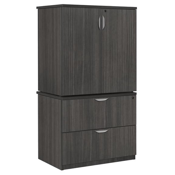 Lateral File with Stackable Storage Cabinet, Ash Grey