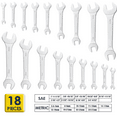 thumbnail image 2 of 18pcs Super-Thin Open End Wrench Set, Metric & SAE, 5.5mm to 27mm, 1/4" to 1-1/16", CR-V Steel with Mirror Finish, Ultra-Slim Wrench Set with Rolling Pouch, 2 of 5