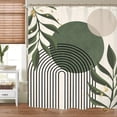 thumbnail image 2 of Abstract Sage Green Shower Curtain Set 71Wx71H Inches Minimalist Plant Aesthetic Modern Neutral Leaves Mid Century Waterproof Bathroom Curtain with 12 Hooks, 2 of 6