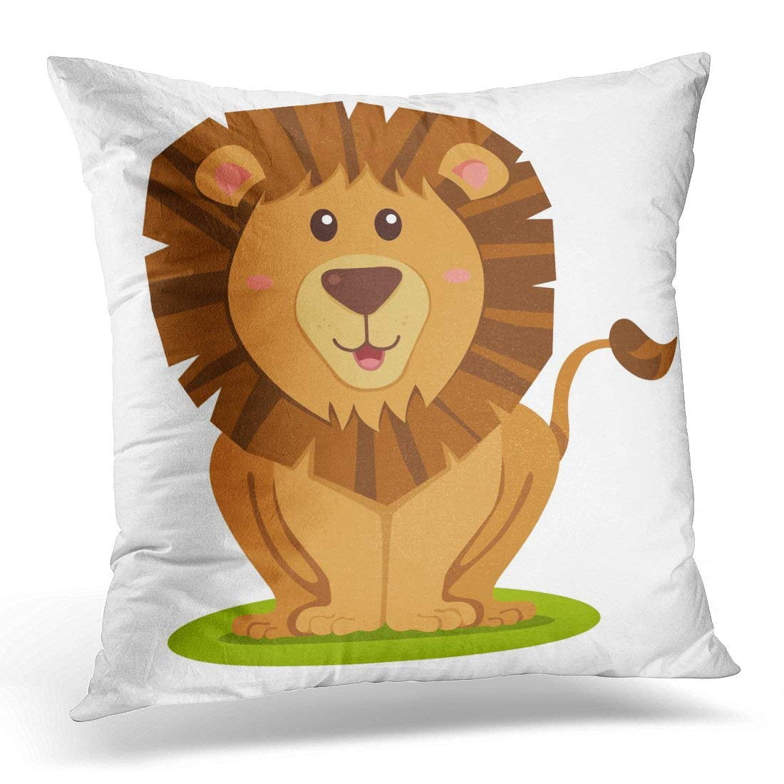 EREHome White Cartoon Illustrator of Lion King Pillow Case Pillow Cover