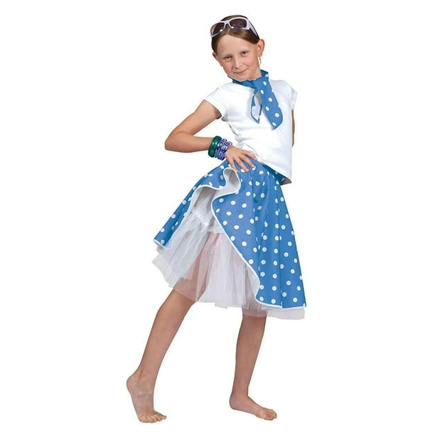 Bristol Novelty Falda y panuelo para disfraz de nina Rock N Roll Azul Walmart en linea