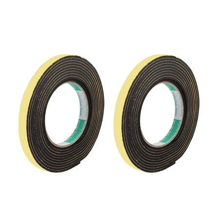 2pcs Black EVA 1CM Wide 4M Length 3MM Thick Single Sided Shockproof Sponge Tape