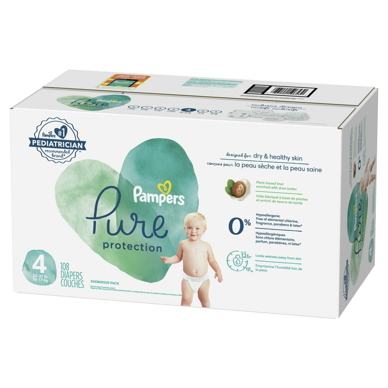 Pampers Pure Diapers Size 4, 108 Count (Select for More Options