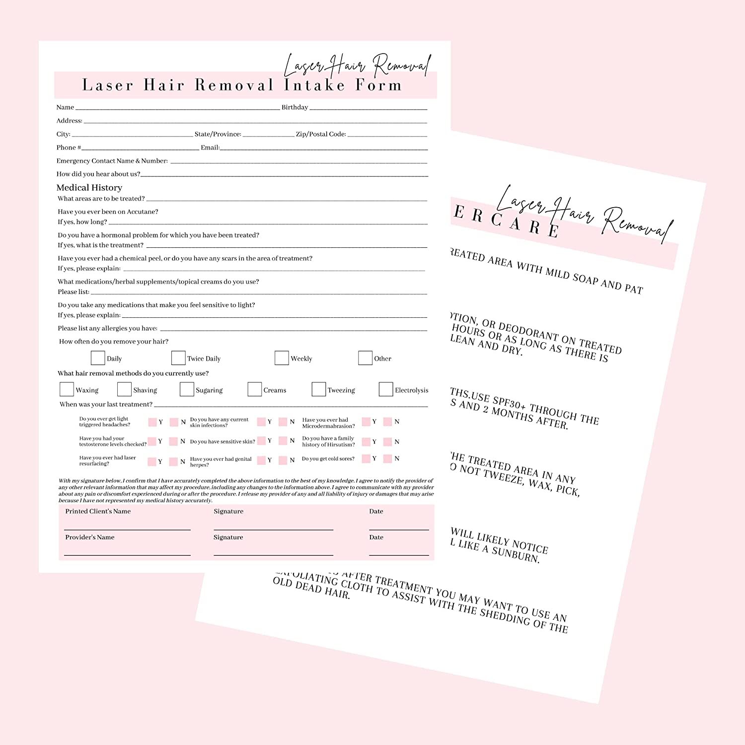Client Consent Forms Mesotherapy Forms Bundle - 75 Pack Consent, Intake ...