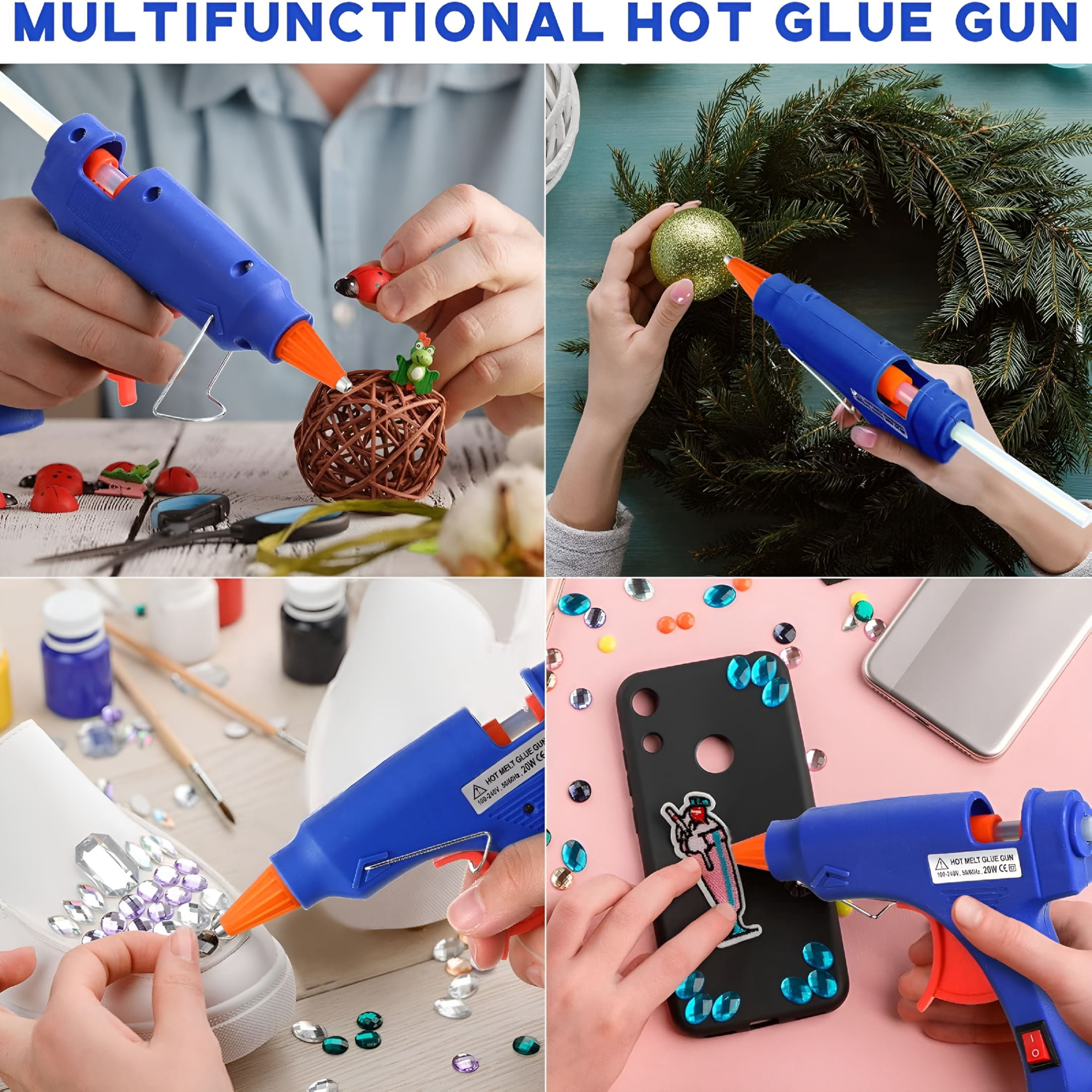 CURYMAY 12 Pcs Mini Glue Gun Crafts Hot Melt Guns Low Temp Glue with Burn Protection Fast Preheating and Easy Squeeze Trigger for School Diy Arts Class Projects Home Quick Repairs,20 W