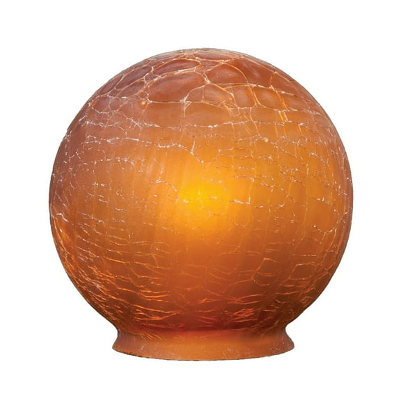 B&P Lamp 3 1/4" fitter, Amber Crackle Glass Art Deco Ball Globe or Lamp Shade