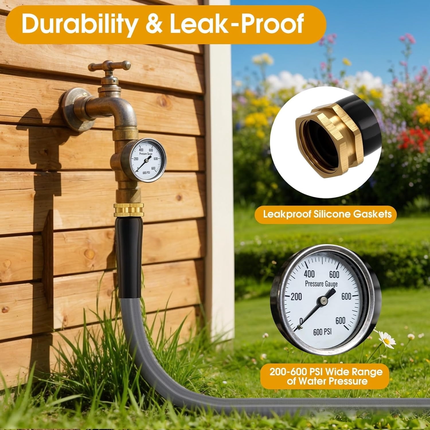 Garden Hose 100 FT, Non-Expanding Water Hose, Ultra-Light & Flexible, Burst-Resistant, Kink-Free, High-Pressure Garden Hose All-Weather Use for Lawns, Gardens, and Outdoor Cleaning