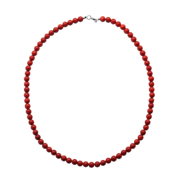 925 Sterling Silver Red Dyed Coral Strand Bead Necklace for Women Boho Jewelry Magnetic Clasp Size 18" Birthday for Women Birthday Christmas Gifts