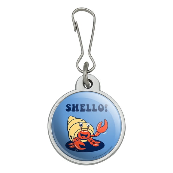 Shello Hello Hermit Crab Shell Funny Humor Jacket Handbag Purse Luggage Backpack Zipper Pull Charm