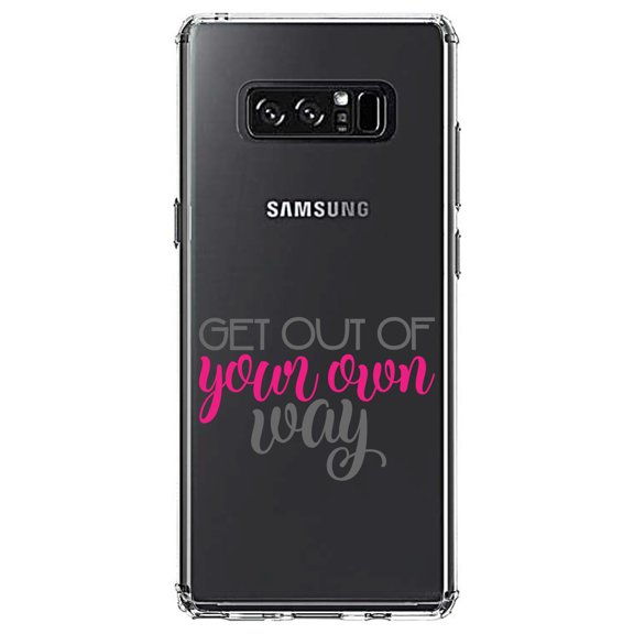 DistinctInk Clear Shockproof Hybrid Case for Samsung Galaxy Note 8 - TPU Bumper Acrylic Back Tempered Glass Screen Protector - Get Out of Your Own Way