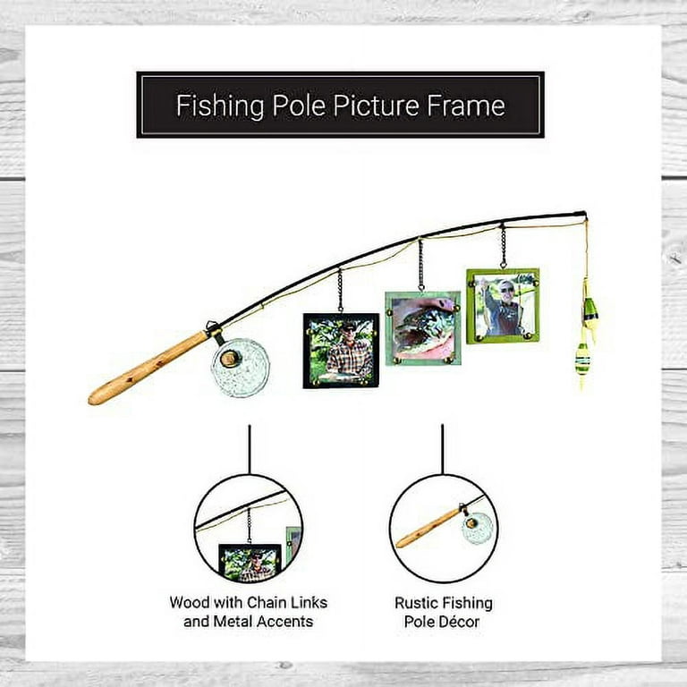 Youngs 14145 Fish Pole Triple Photo Frame - Wood 