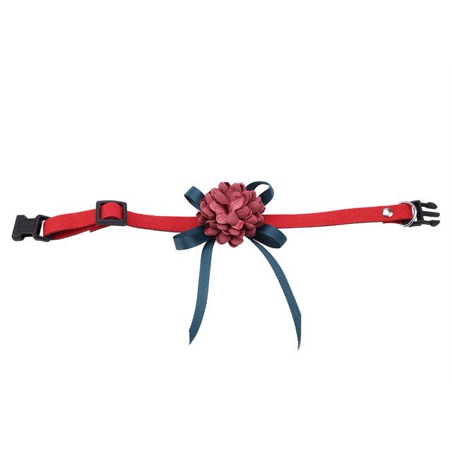 Collar de cuello de flor con lazo para mascotas, correa ajustable, collares con lazo para perros, gatos y cachorros (rojo M)
