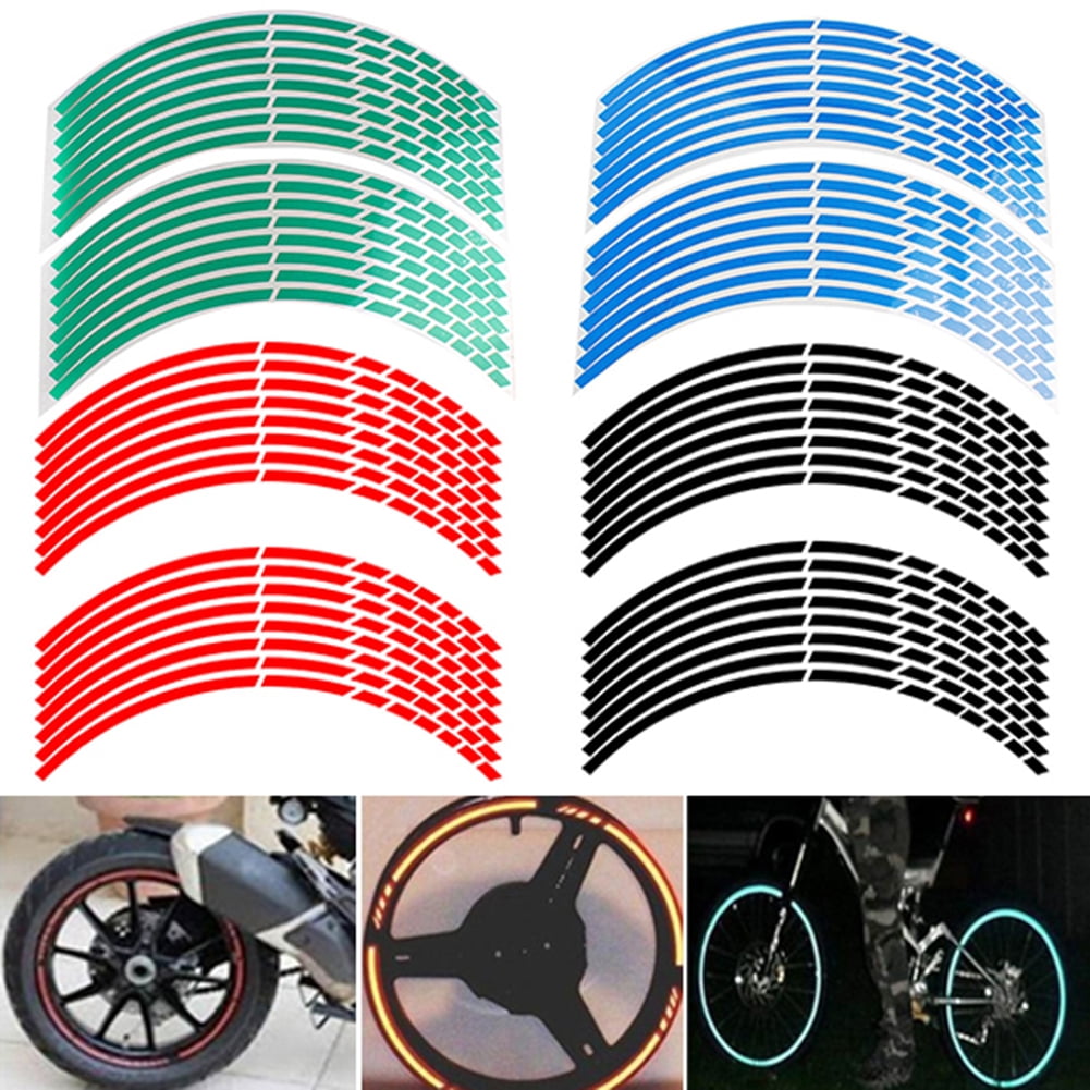 2x Reflective Strips Wheel Rim Sticker Tape Bike Bicycle Decal Decoration 