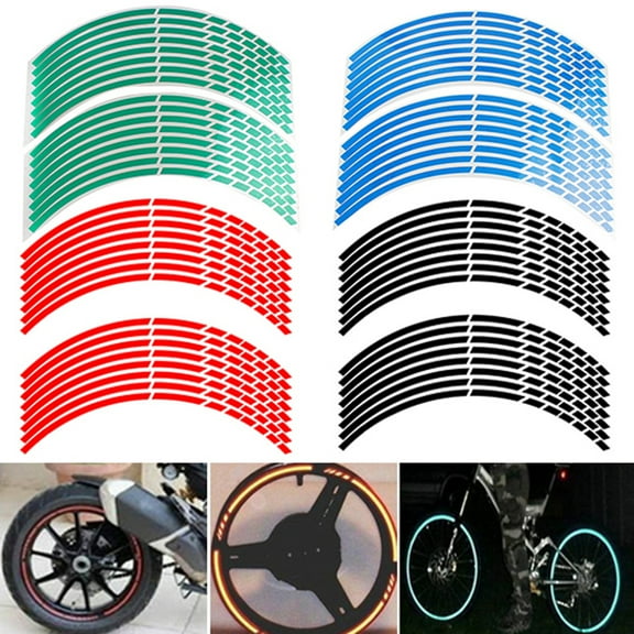 SPRING PARK 16Pcs Car Motorcycle Bicycle Wheel Rim Reflective Sticker Tape Strip Decal Decor