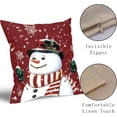 thumbnail image 3 of Red Winter Throw Pillow Covers 18x18 Inch Set of 2 Christmas Snowman Pillow Covers Snowflake Farmhouse Pillowscase Cotton Linen Square Cushion Cover for Sofa Couch Bedroom Living Room Home Decoration, 3 of 6