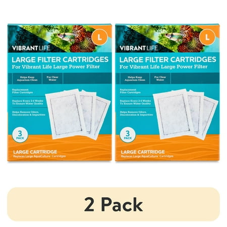 (2 pack) Vibrant Life Large Filter Cartridge for Freshwater and Saltwater 10- to 20-Gallon Aquariums, 3 Count