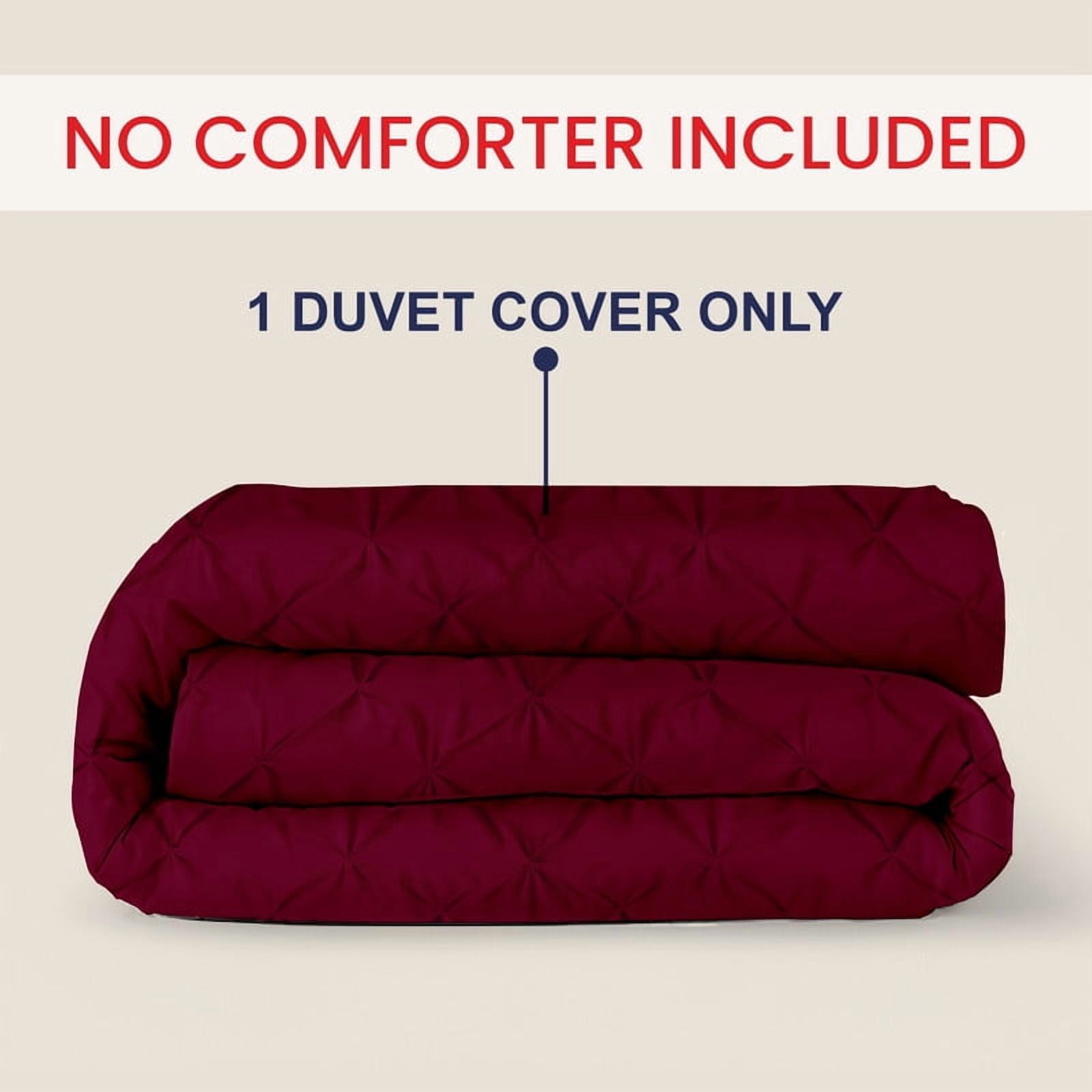 Kotton Culture 600TC 1Pc Pinch Pleated Duvet Cover Only 100% Egyptian Cotton (Burgundy, Twin)