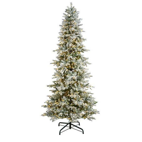 Nearly Natural Slim Flocked Nova Scotia Spruce Artificial Christmas Tree