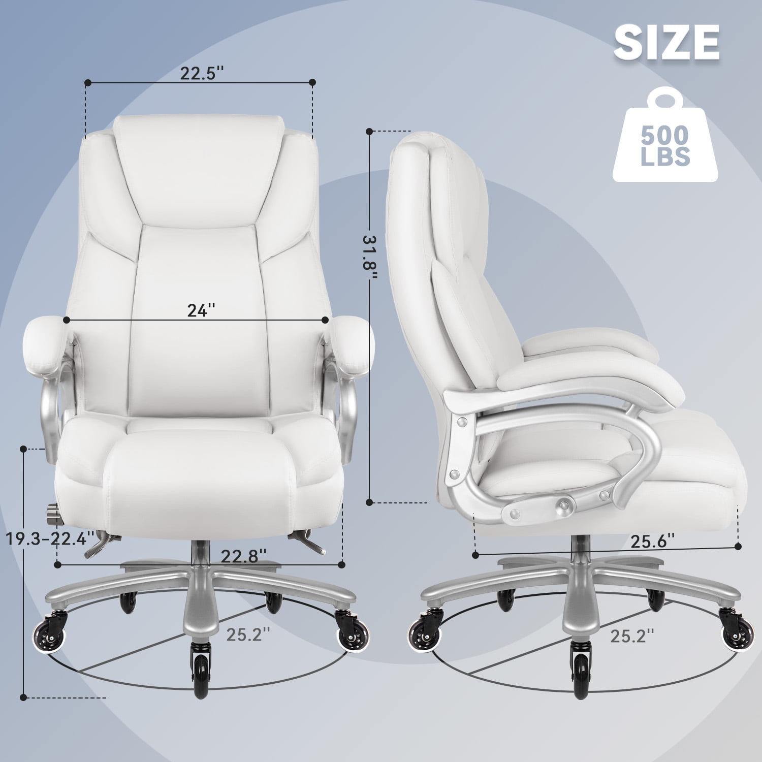 BOSSIN 500lbs Big and Tall Office Chair,Heavy Duty Computer Desk Chair with Adjustable Lumbar Support