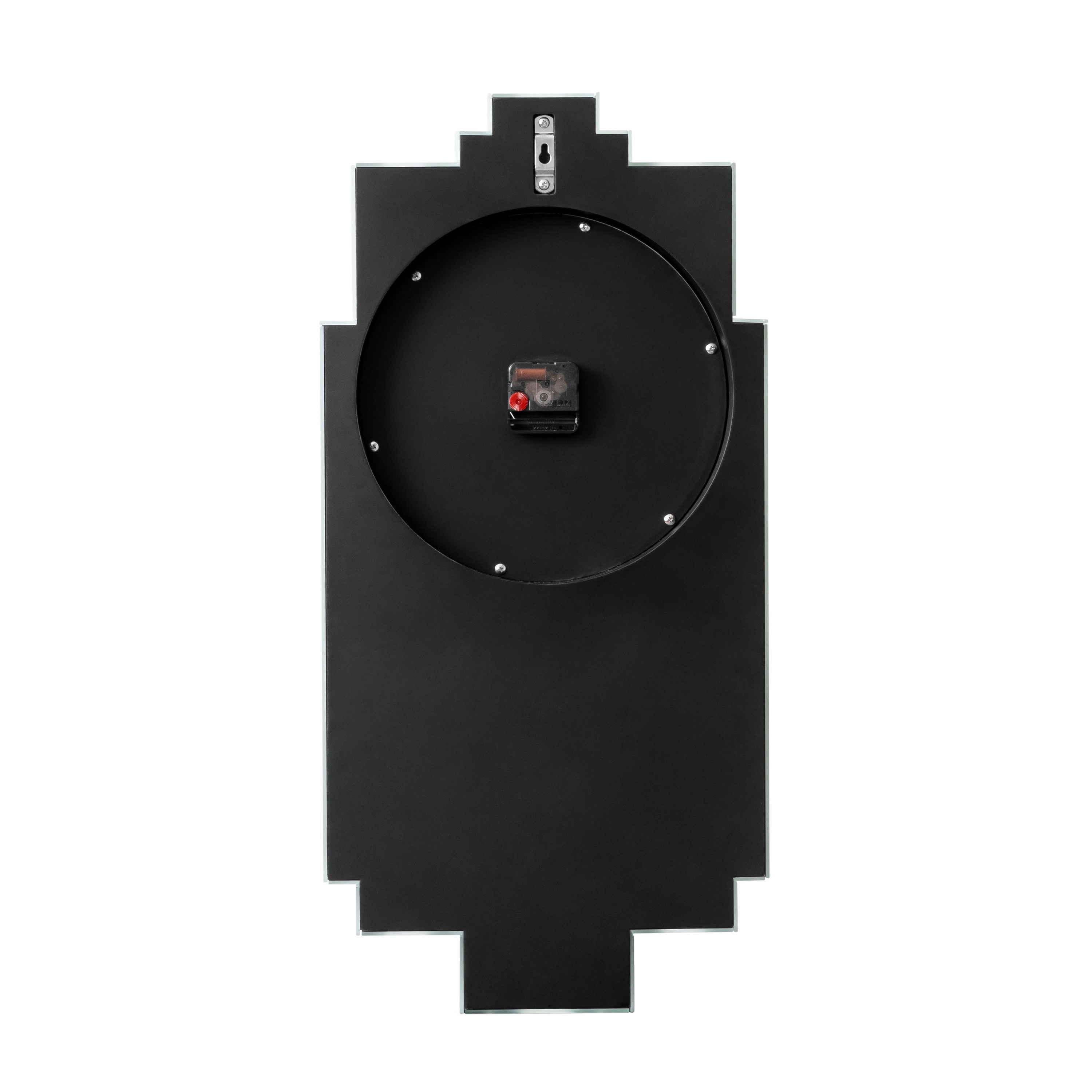 SHYFOY Luxury Art Deco Mirrored Wall Clock with Crushed Diamond Inlay Silver Glass Accent for Living Room