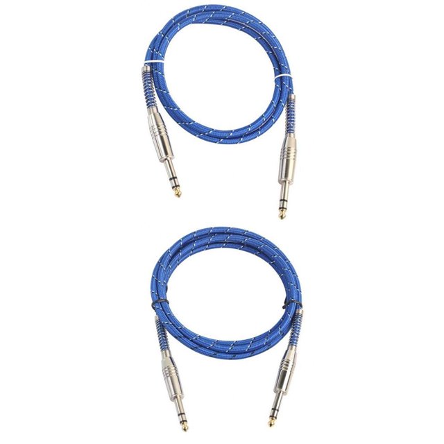 2 pcs Bajo 6.35mm Estéreo Macho Audio Masculino Cable Trenzado de Nilon Macho a