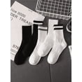 thumbnail image 2 of 5-Pack Men's Striped Crew Socks: Sleek Black & White Hues, Ribbed Details To Elevate Casual And Athletic Styles, 2 of 10