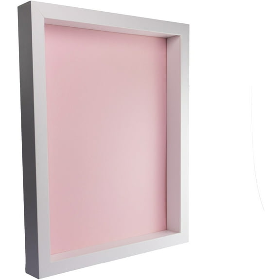 12x24 Shadow Box Frame In White With A 1 3/4" Usable Depth Includes Light Pink Acid-Free Backing,