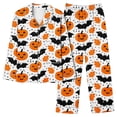 thumbnail image 2 of BaoFuBaoMei Halloween Lounge Sets Women 2 Piece Plus Size Long Sleeve Top and Pants Pajamas Cute Pumpkin Bat Print Soft Cozy Sleepwear for Party, 2 of 7