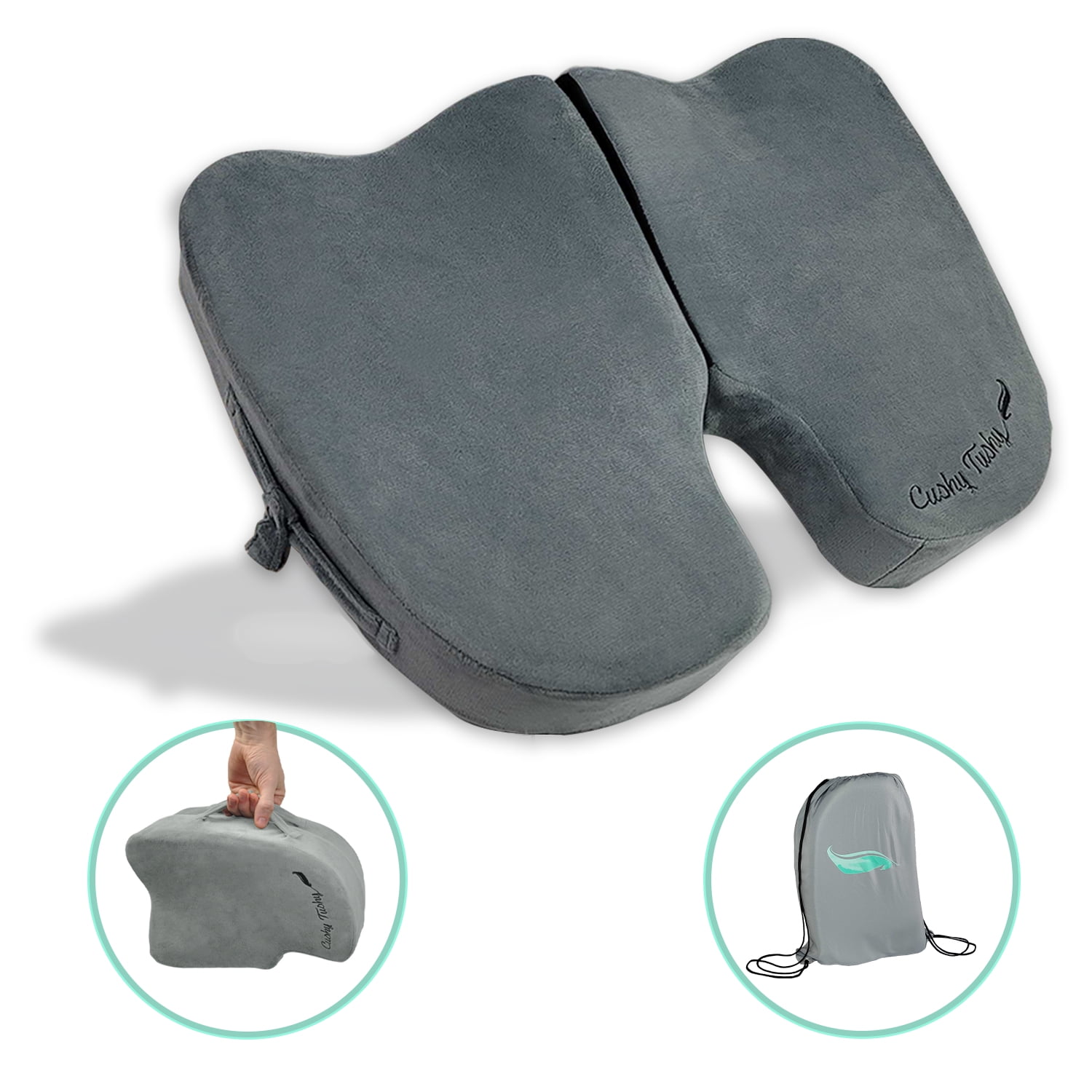 Cushy Tushy Premium Foldable Travel Seat Cushion for Relief of Lower